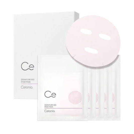 CELONIA Signature Bio Facial Sheet Mask, Stem Cell Deep Hydrating Face Mask, Anti Aging Treatment For Healthy Glowing Skin, Minimize Pores, Reduce Fine Line, Boost elasticity, Correct Redness 5PC