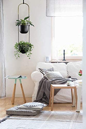 ABETREE Modern Metal Hanging Planter for Indoor Outdoor Plants with Hook 2 Tier Boho Wall and Ceiling Flower Pots Baskets Holder Home Office Decor(Black)