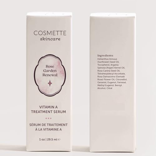Cosmette Rose Garden Renewal Vitamin a Repairing Oil With Argan, Sunflower, and Rose Oils, Face Serum to Support Collagen Production & Decongestion, Natural Skin Care 1 FL Oz