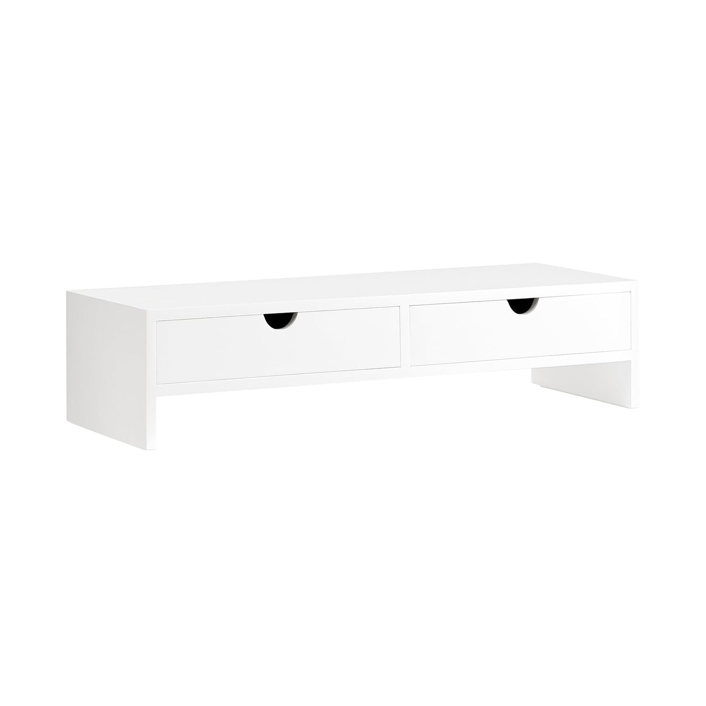 SoBuy Monitor Stand with Drawers – Dual Monitor Stand for Desk, Computer Monitor Riser, VESA Laptop Stand, PC Desktop Organizer Shelf – Fits 32 Inch Monitor, for Office, Home, Gaming Setup BBF02-W