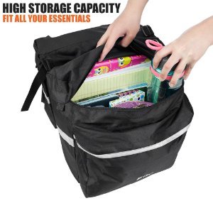 BV Bike Bag Bicycle Panniers with Adjustable Hooks, Carrying Handle, 3M Reflective Trim and Large Pockets