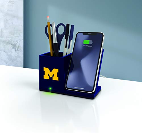 SOAR NCAA Wireless Cell Phone Charger and Desktop Organizer, Michigan Wolverines