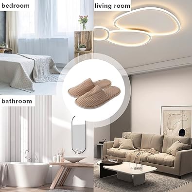 12 Pairs Disposable Slippers, Non-slip Guests Soft Polar Fleece SPA Slippers, Washable Reusable Slipper for Hotel Home Travel Indoor (Khaki, Grey)