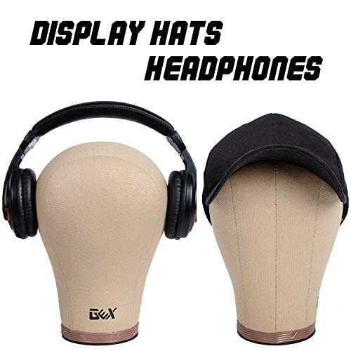 GEX 22.5" Canvas Block Cork Wig Mannequin Head for Wig Making Drying Styling Display with Table C Stand Clamp Holder&GEX Wig Grip&Pins(Light Brown 22.5")