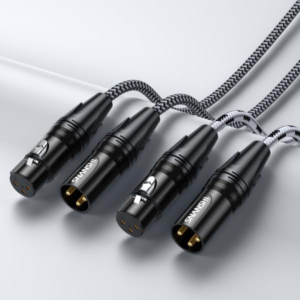 SNANSHI 2Pack XLR Cables 50ft - Balanced XLR Microphone Cable with Oxygen-Free Copper, Dual Shielding, Gold-Plated Connectors, and Nylon Braided Jacket for Mics, Mixers, and Audio Interfaces