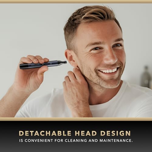 Blade & Stone™ NS502-DN Nose & Ear Trimmer | Graphene-X™ Blade | High-velocity Low-noise Motor | Patented Rotary Blade Design | Close, Skin-friendly, Tug-free Performance, Detachable Head - Dark Night