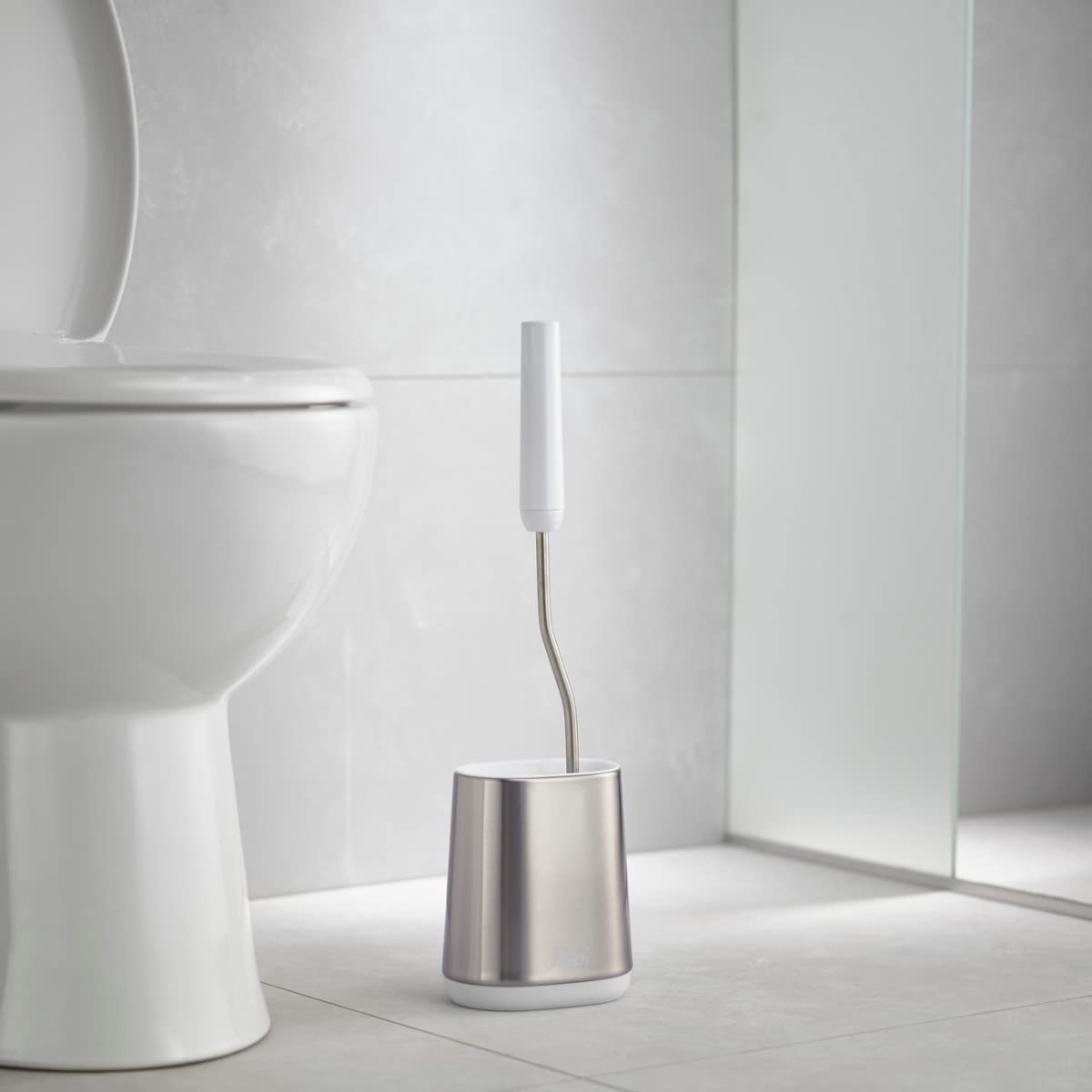 Joseph Joseph Flex Lite Silicone Toilet Brush with Slim Holder Stainless Steel Small Size