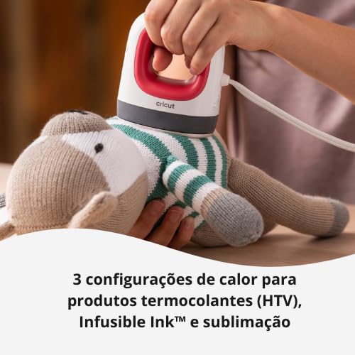Cricut EasyPress Mini Heat Press for Pressing Small Objects like Shoes, Stuffed Animals, Hats & More, 3 Heat Settings & Precision Tip, Ceramic-Coated Heat Plate, Compact & Lightweight, Raspberry