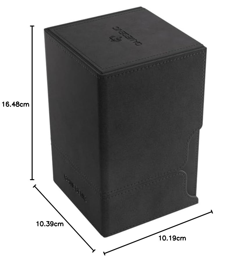 Gamegenic Watchtower 100+ XL Convertible Deck Box - Double-Sleeved Card Storage - Card Game Protector - Nexofyber Surface - Holds Up to 100 Cards - Black