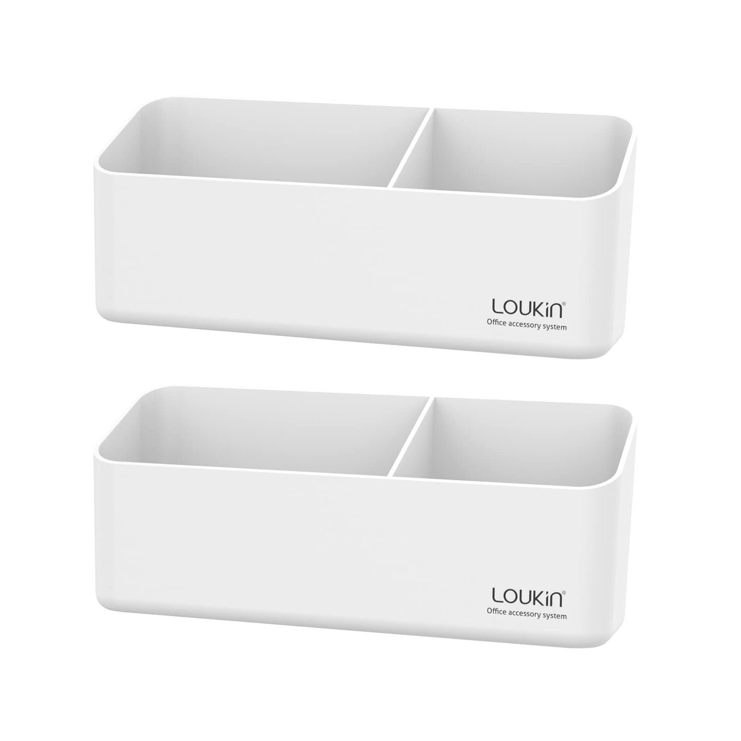loukin Magnetic and Adhesive Marker Holder, Dry Erase Accessory Tray, Magnetic Storage Organizer for Whiteboard, Glass or Refrigerators 2 Pack(White)