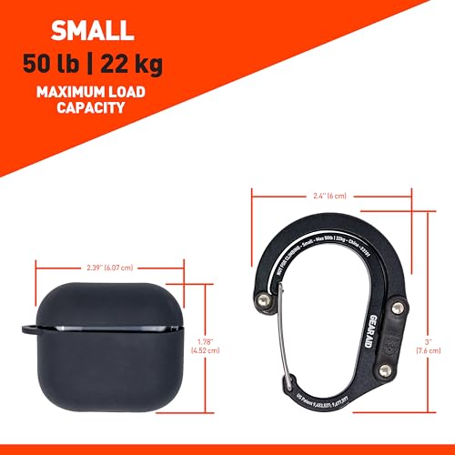 GEAR AID HEROCLIP Carabiner Clip and Hook (Small) for Purse, Stroller, and Backpack, Stealth Black, 2 Pack