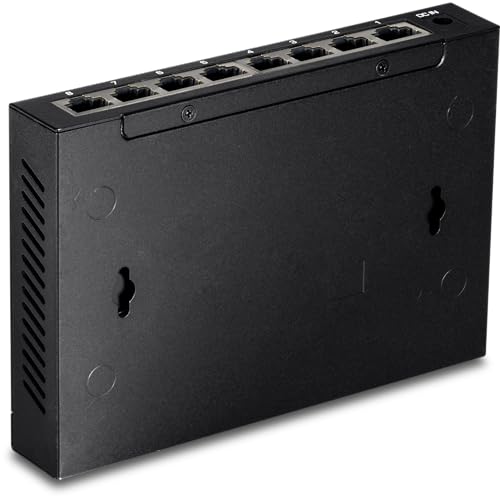 TRENDnet 8-Port Unmanaged 2.5G Switch, 8 x 2.5GBASE-T Ports, 40Gbps Switching Capacity, Backwards Compatible with 10-100-1000Mbps Devices, Fanless, Wall Mountable, Black, TEG-S380