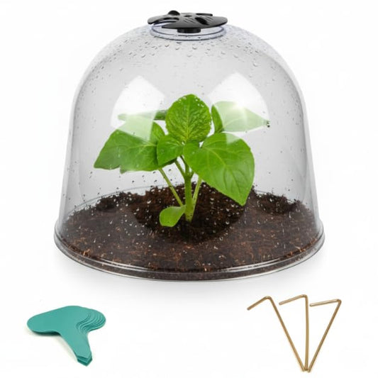 (10 Pack) The Good Growers Extra Large Plant Covers (10" x 8") with Vents - Reusable Plastic Cloche Domes for All-Weather & Frost Protection, Mini Greenhouse Effect & Pest Control