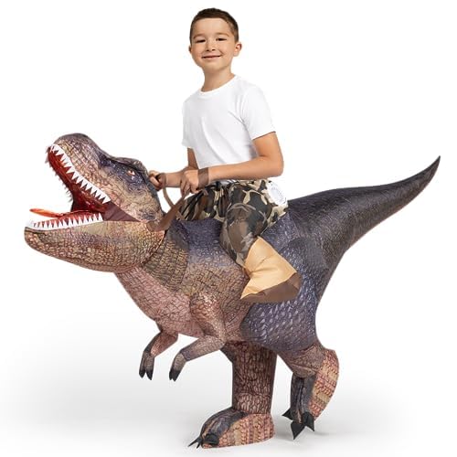 Spooktacular Creations Halloween Inflatable Dinosaur Costume Kids Digital Printing Ride-On Dinosaur for Halloween（M)