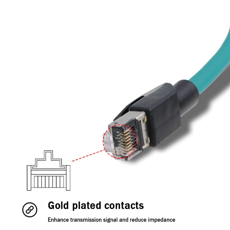 Eonvic M12 4-pin Male to RJ45 E4 Plug High Flex Cat5e Industrial Ethernet Cable Dynamic PUR