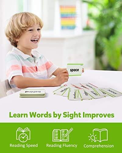 Coogam 520 Sight Words Learning Vocabulary Flash Cards, Dolch Fry High Frequency Site Word Educational Montessori Toy for Pre-k Kindergarten 1st 2nd 3rd Grade Homeschool
