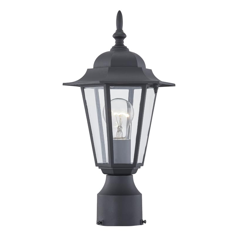 Outdoor Post Light, Pole Lantern, E26 Base 60W Max, Aluminum Housing Plus Glass, Wet Location Rated, ETL Qualified, Bulbs not Included, Black
