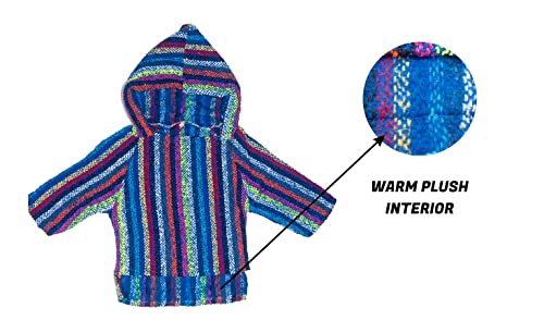 Mexican Dog Poncho Doggo Hoodie Baja Ponchos Blanket for Dogs Costume Pup Crew Pajamas Chihuahua Sweater Clothes from Small, Medium to Big Dog Made in Mexico with Recycled Fabric (5, Blue)