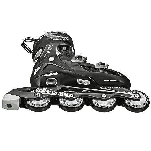 Roller Derby Men's V-Tech 500 Button Adjustable Inline Skate, Black/White, Size 6-9