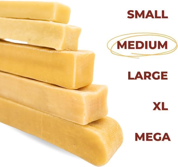 Bully Bunches Premium Flavored Himalayan Yak Chew for Dogs, 100g, All-Natural, Long-Lasting, Authentic Yak Milk, Healthy Dental Chew (Strawberry, Blueberry, Mint & Cheese Yak Chews, Medium, 4 Pack)