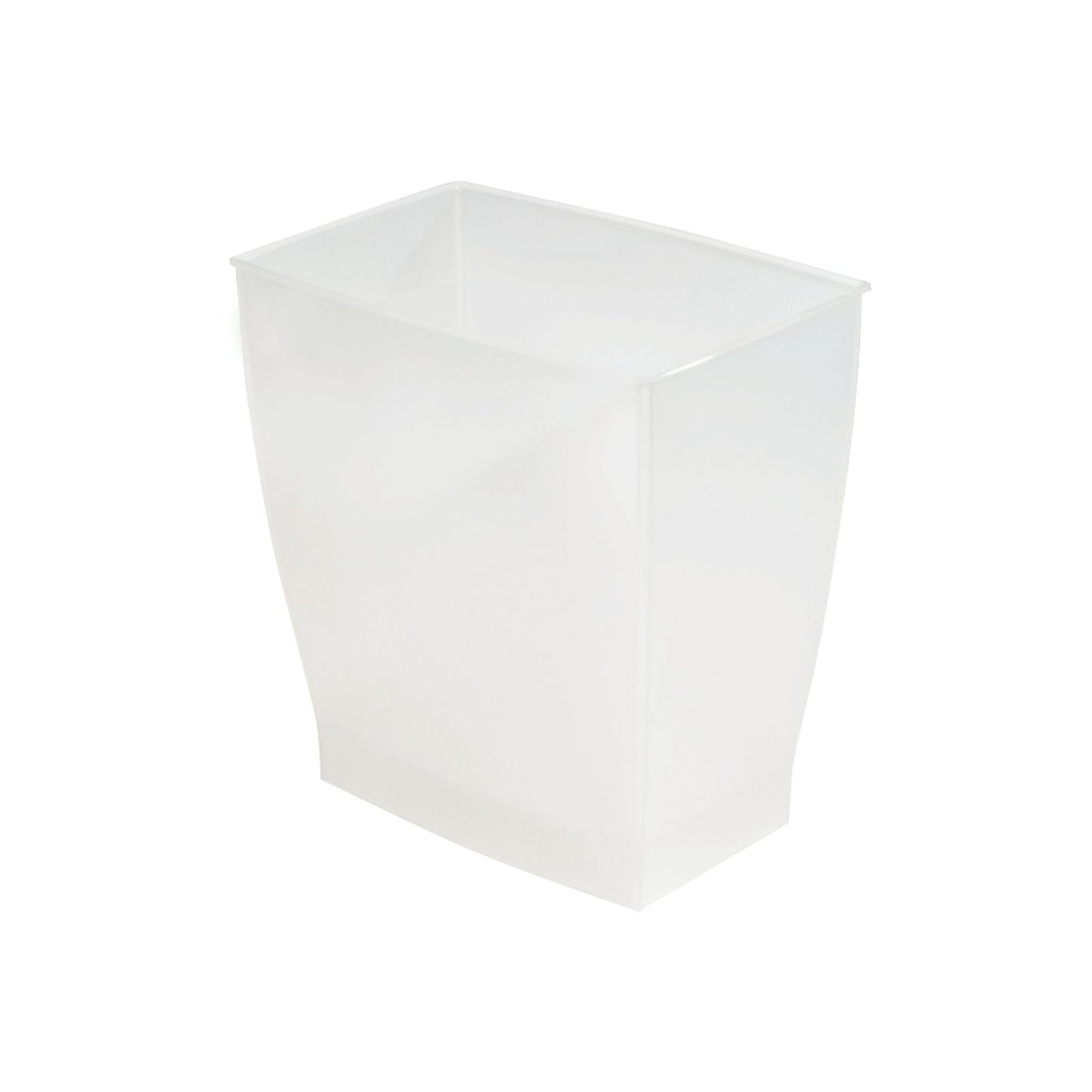 iDesign Spa Rectangular Trash Can, Waste Basket Garbage Can for Bathroom, Bedroom, Home Office, Dorm, College, 2.5 Gallon, Frost