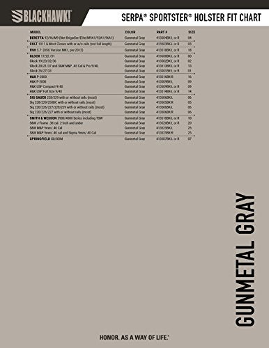 BLACKHAWK! Serpa Sportster Holster, Size 03, Right-Hand, (1911 Gov’t & Most Clones w/ or w/o Standard Rail)