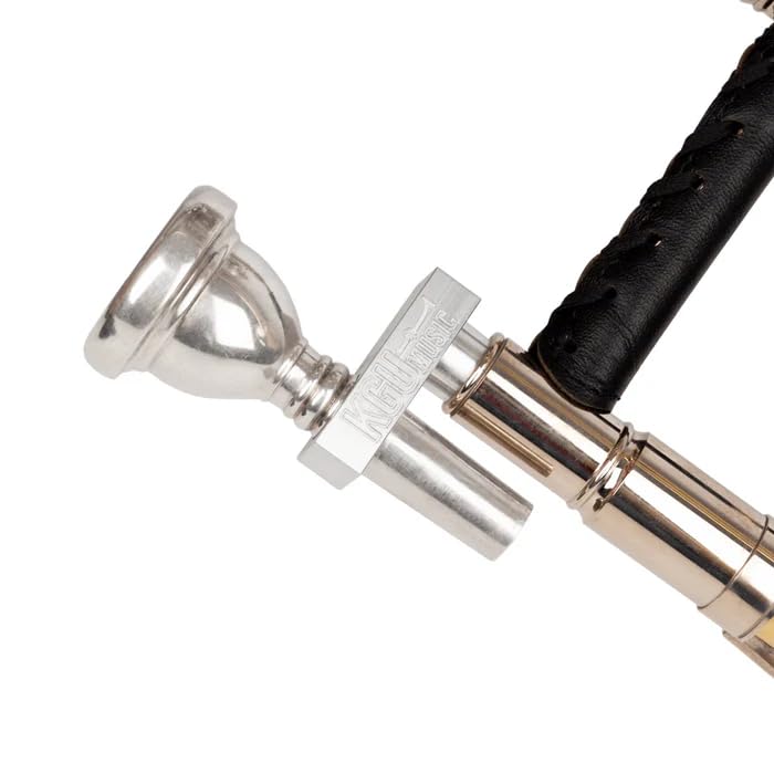 KGUBrass Trombone Trainer - Lip Buzzing Tool for Trombone Practice, Warm-ups & Exercises - Aluminium Embouchure Training Device - Silver