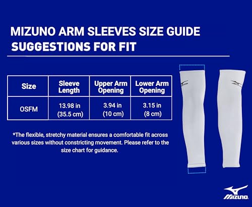 Mizuno Arm Sleeves, White, OSFM