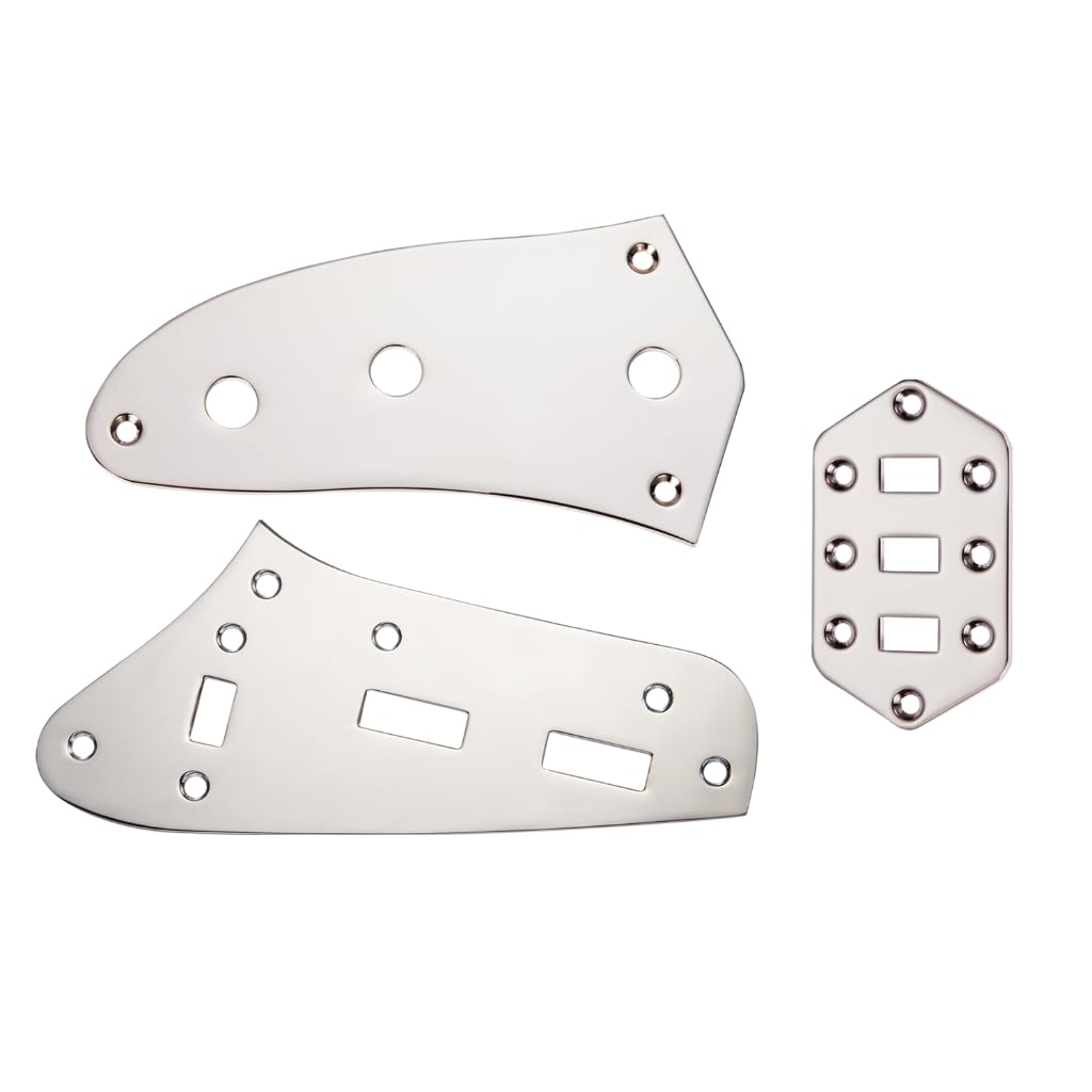 Dopro Guitar Control Plate Kit Upper Control Plate Lower Control Plate and Pickup Selector Switch Plate for Jaguar Guitars Chrome
