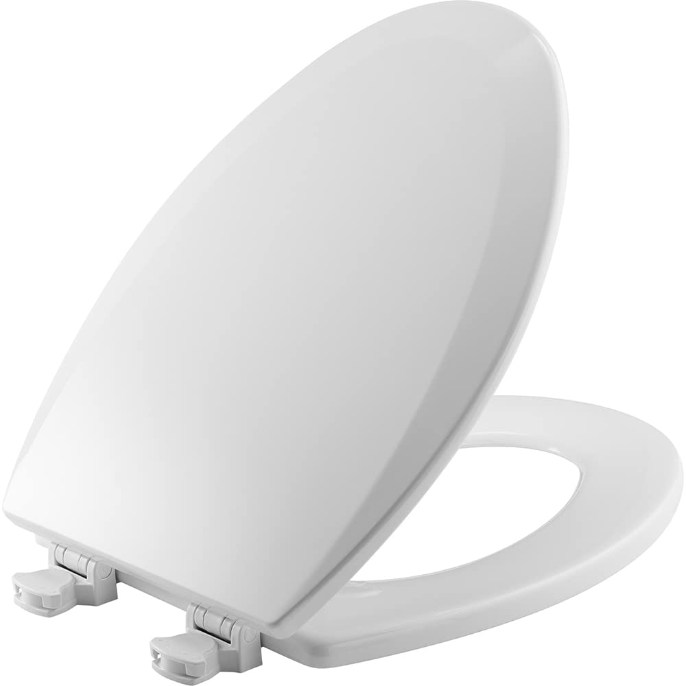 Bemis 1500EC000 Molded Wood Elongated Toilet Seat with Easy Clean and Change Hinge, White