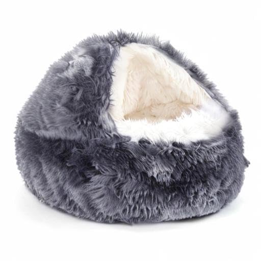 NOYAL Dog Bed Round Hooded Plush Cat Cave Donut Anti Anxiety Fluffy Dog Bed for Small Medium Dog and Cat