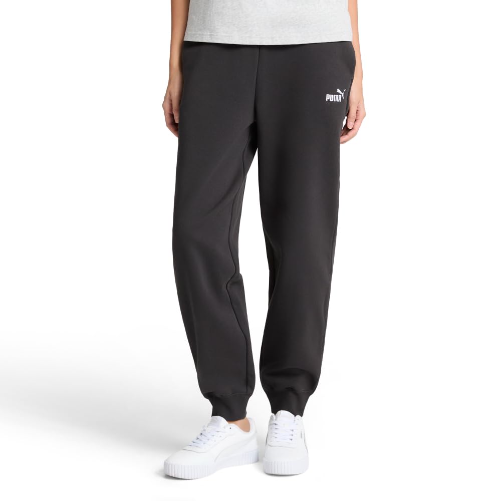 PUMA Women's Essentials Logo Fleece Sweatpants, Puma Black Cuff Leg Ss25, Small