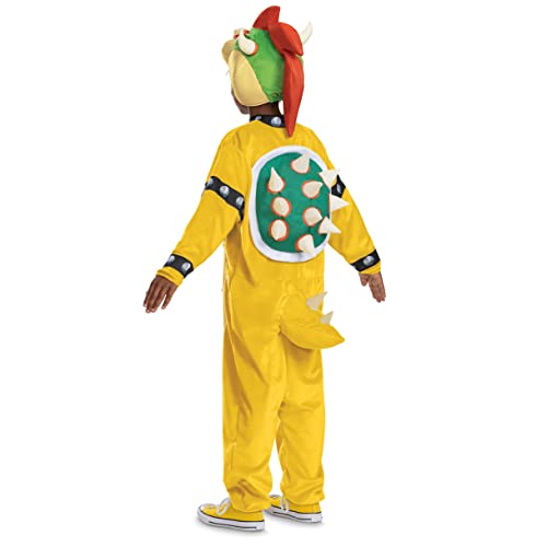 Bowser Costume Hooded Jumpsuit, Official Super Mario Character Costume for Kids, Size (7-8)