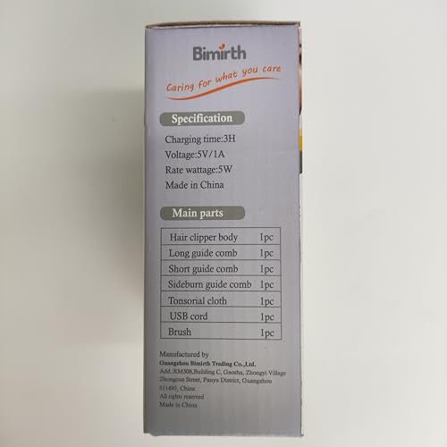 Bimirth Baby Hair Clipper - Hair Trimmer for Kids and Toddlers - Waterproof, Rechargeable, Cordless Hair Cutting Machine for Children (with Bag)