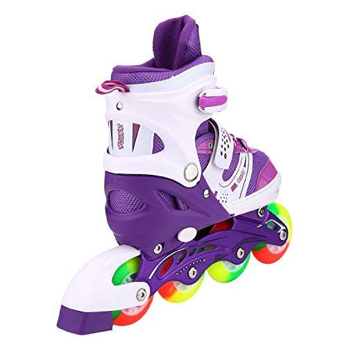 Kids Adjustable Flashing Inline Skates for Boys, Girls and Adults with Full Light Up Wheels, Outdoor Roller Skates for Kids Beginner Ages 4-12, Men and Women