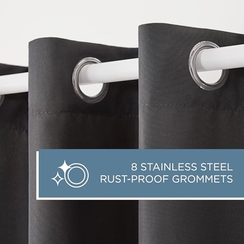 Exclusive Home Curtains Indoor/Outdoor Solid Cabana Grommet Top Curtain Panel Pair, Charcoal, 54x96, 2 Piece
