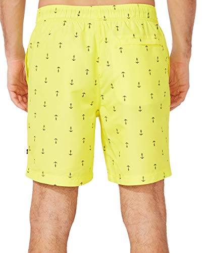 Nautica Men's Standard Quick Dry All Over Classic Anchor Print Swim Trunk, Blazing Yellow, Medium