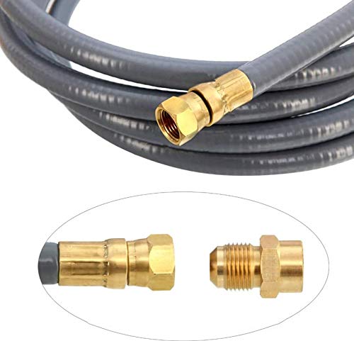 12 FT Natural Gas Hose with 3/8 in Quick Connect/Disconnect for Gas Grill Low-Pressure Appliance -3/8 Female Pipe Thread x 3/8 Male Flare for Most Grills, 1/2" ID Natural Gas Grill Hose