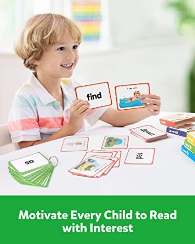 Coogam Sight Words Educational Flashcards - 220 Dolch Sightwords Game with Pictures & Sentences,Literacy Learning Reading Cards Toy for Kindergarten,Home School Kids