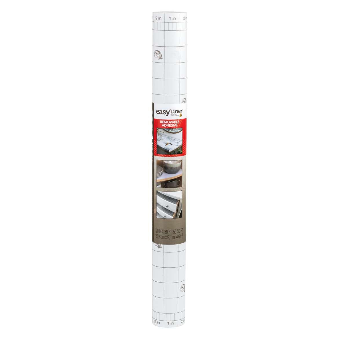 EasyLiner Clear Adhesive Shelf Liner for Cabinets, Cupboards & Protective Covering - Peel and Stick Shelf Liner Easy to Cut & Fit - Self- Adhesive & Removable - 20" x 30 Feet - 1 Roll