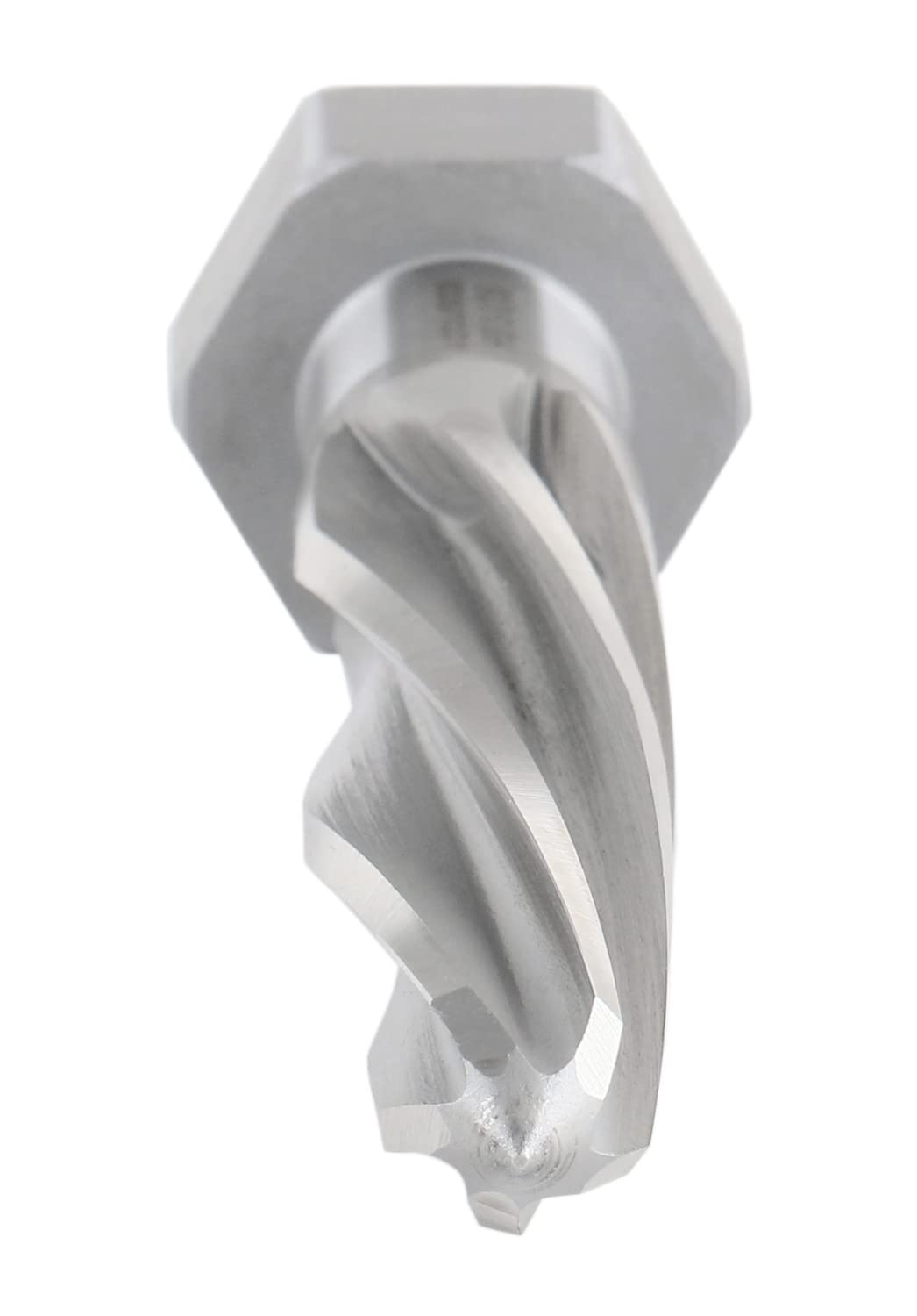 Accusize Industrial Tools 1-1/16 inch by 5 inch Flute Length Hex Shank H.S.S. Aligning Reamer, 7 inch Overall Length, Spiral Flute, 0523-6055