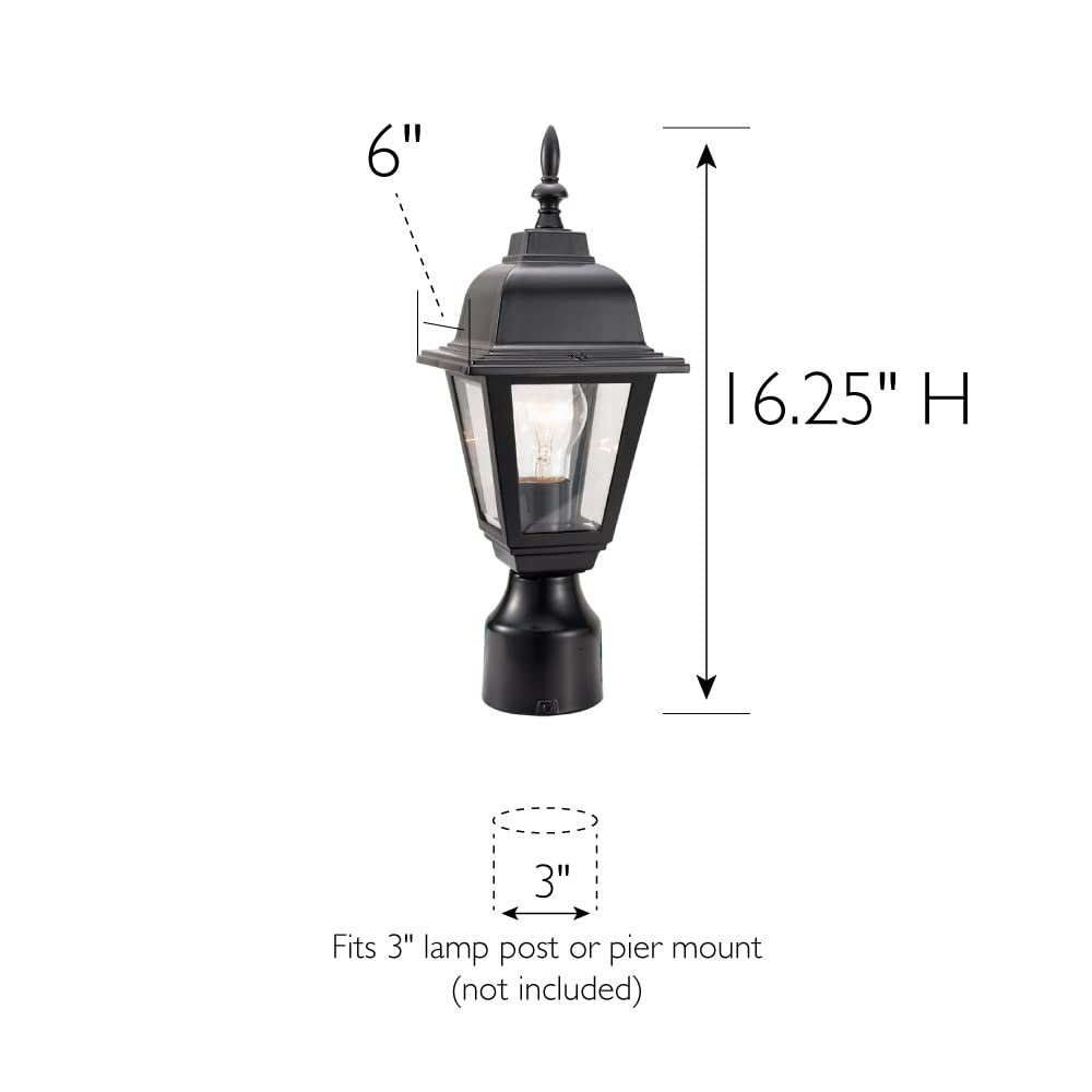 Design House 507509 Maple Street Outdoor Post-Light, 16-Inch by 6-Inch, Black Die-Cast Aluminum