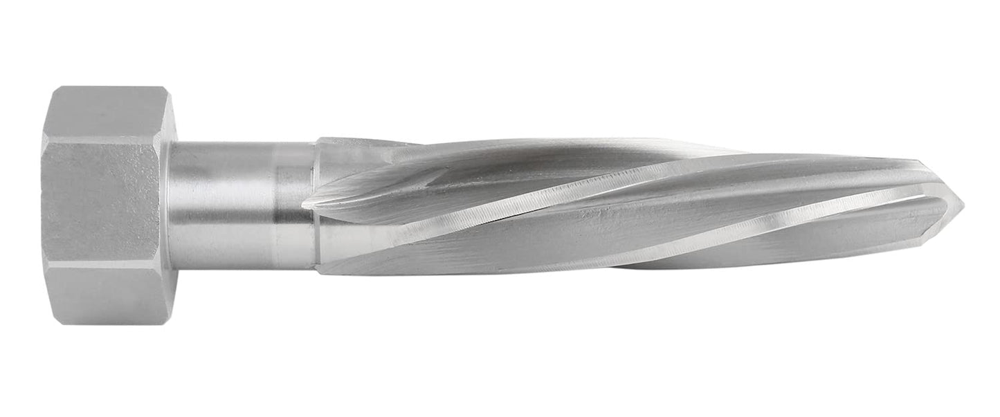 Accusize Industrial Tools 1-1/16 inch by 5 inch Flute Length Hex Shank H.S.S. Aligning Reamer, 7 inch Overall Length, Spiral Flute, 0523-6055