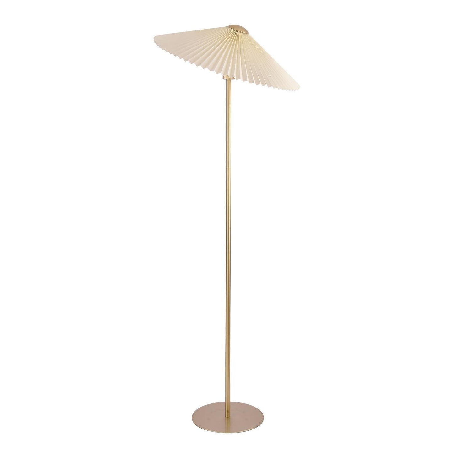 KUNJOULAM Pleated Floor Lamp,Gold Pole Floor Lamps for Living Room, Simple Design Tall Lamp with Beige Lampshade, Standing Lamp for Living Room, Office, Home