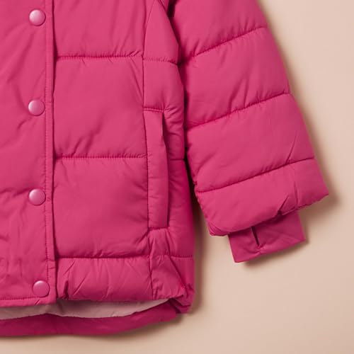 Amazon Essentials Toddler Girls' Heavy-Weight Hooded Puffer Coat, Raspberry Pink, 3T