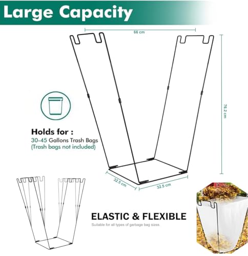 2pcs Metal Trash Bag Holder, Garden Garbage Bags Holder Frame Holds 30-45 Gallon Bags, Multi-Use Outdoor Leaf Bag Stand for Yard Camping Lawn, Party Supplies Rubbish Sack Support Frame