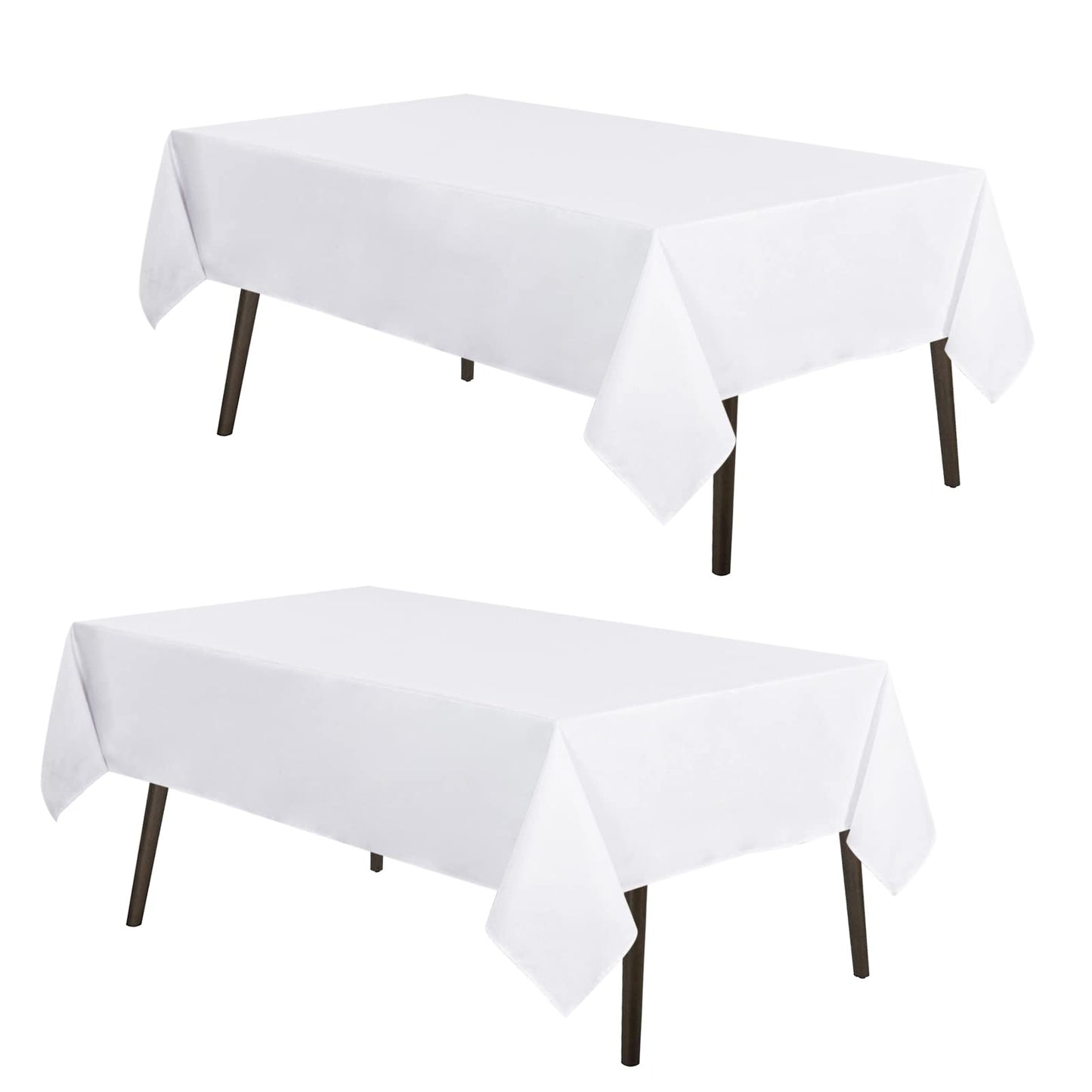 MYSKY HOME 2 Pack White Table Cloths Rectangular 60x120 Inch Nappe de Table Rectangulaire Table Cloth Machine Washable Polyester Table Cover for Dining Buffet Parties Picnic Weddings