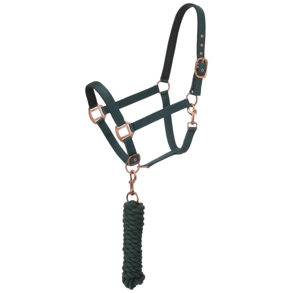 Tough 1 Tough-1 Neoprene Padded Halter with Antique Hardware Lead Set, Green/Hunter