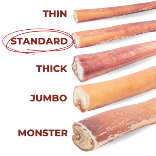 Bully Bunches Premium 12" Standard Odor-Free Bully Sticks for Medium & Large Dogs - Long-Lasting, Natural, Single-Ingredient 100% Beef Chews for Oral Health, Rawhide-Free (10-Pack) Made in CA