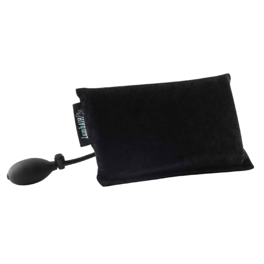 Innotech LumbAIRPlus – Premium Portable Inflatable Lumbar Support Cushion with Adjustable Air System for Customized Comfort – Promotes Healthy Posture and Relieves Back Strain, Black